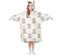 Mnsruu Blanket Hoodie for Kids Teddy Bear Rainbow Wearable Hooded Blanket Warm Fleece Oversized Sweatshirt Girls Boys