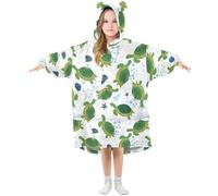 Mnsruu Blanket Hoodie for Kids Turtle Green Oversized Warm Fleece Hoodie Blanket Wearable Sweatshirt Plush Girls Boys
