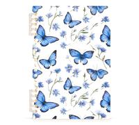 Mnsruu Blue Butterflies Wild Flowers Spiral Notebook Journals 1 Pack, Hardcover Lined Journal for Women, A5 College Ruled Notebooks for Journaling Writing Work Office School 5.7x8.3 Inch