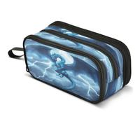 Mnsruu Blue Dragon Lightning Pencil Case Large Capacity Pen Pouch Pencil Bag with 3 Compartments Pen Holder Organizer Stationery Bag