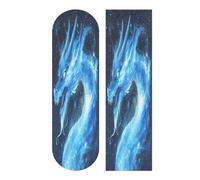 Mnsruu Blue Fire Breathing Dragon Skateboard Grip Tape, Longboards Griptape Anti Slip Scooter Griptape Sand Paper Sheet Sticker 9" x 33"