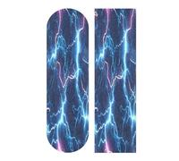 Mnsruu Blue Lightning Pattern Skateboard Grip Tape, Longboards Griptape Anti Slip Scooter Griptape Sand Paper Sheet Sticker 9" x 33"