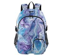 Mnsruu Blue Marble Purple Ripples Tie Dye Backpack Laptop Backpack for College Women Men College Bookbag Water Resistant Travel Daypack Casual Multi Pocket