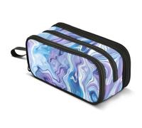 Mnsruu Blue Marble Purple Ripples Tie Dye Pencil Case Large Capacity Pencil Pouch with 3 Compartments Stationery Case Pen Bag for Boys Girls Kids Adults School Office