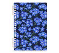 Mnsruu Blue Purple Forget Me Nots Flower Spiral Notebook Journals 1 Pack, Hardcover Lined Journal for Women, A5 College Ruled Notebooks for Journaling Writing Work Office School 5.7x8.3 Inch