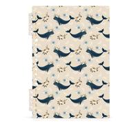 Mnsruu Blue Whale Floral Spiral Notebook Journals 1 Pack, Hardcover Lined Journal for Women, A5 College Ruled Notebooks for Journaling Writing Work Office School 5.7x8.3 Inch