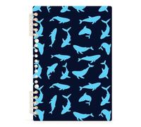 Mnsruu Blue Whale Shark Spiral Notebook Journals 1 Pack, Hardcover Lined Journal for Women, A5 College Ruled Notebooks for Journaling Writing Work Office School 5.7x8.3 Inch