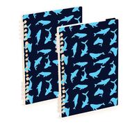 Mnsruu Blue Whale Shark Spiral Notebook Journals 2 Pack, Hardcover Lined Journal for Women, A5 College Ruled Notebooks for Journaling Writing Work Office School 5.7x8.3 Inch