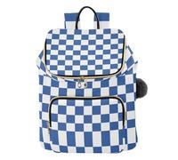 Mnsruu Blue White Checkerboard B Backpack for Women Travel Anti Theft Rucksack Large Casual Daypacks Quilted Laptop Purse Ladies Fashion Handbag