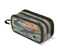Mnsruu Boat Whale Nautical Ocean Coastal Pencil Case Big Capacity Pen Bag Pouch Holder 3 Compartments Large Pencil Box for Boys Girls School Storage Organizer