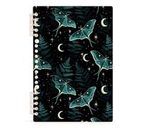 Mnsruu Bohemian Moon Moth Herbs Spiral Notebook Journals 1 Pack, Hardcover Lined Journal for Women, A5 College Ruled Notebooks for Journaling Writing Work Office School 5.7x8.3 Inch