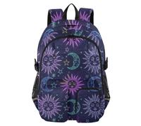 Mnsruu Boho Witchy Magic Moon Sun Star School Backpack with Laptop Compartment, Big School Bag for Teenager Girls Boys, 17.5 Travel Rucksack Backpack for School Casual Daypacks College Work