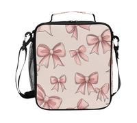 Mnsruu Bow Pink A Lunch Bags Kids Insulated Lunch Box for Boys Girls Children's School Thermal Cooler Bag Meal Tote