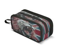 Mnsruu British Flag with Fierce Lion Pencil Case Big Capacity Pen Bag Pouch Holder 3 Compartments Large Pencil Box for Boys Girls School Storage Organizer