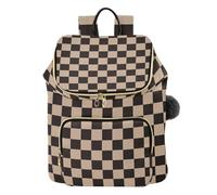 Mnsruu Brown Black Checkerboard Backpack for Women Travel Anti Theft Rucksack Large Casual Daypacks Quilted Laptop Purse Ladies Fashion Handbag