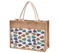 Mnsruu Burlap Jute Tote Bag Love Leopard Pattern Reusable Grocery Shopping Bag Beach Tote Bag for Women Girls Bridesmaid Wedding School 30x22x15cm