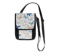 Mnsruu Butterfly Blue Brown Yellow Spring Travel Wallet Passport Holder Credit Card Gadget Holder Pouch Bag Unisex Crossbody Wallet Travel Neck Wallet with Adjustable Strap