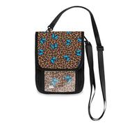 Mnsruu Butterfly on Leopard Spot Background Travel Wallet Passport Holder Credit Card Gadget Holder Pouch Bag Unisex Crossbody Wallet Travel Neck Wallet with Adjustable Strap