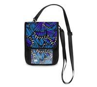 Mnsruu Butterfly Pattern in Blue Travel Wallet Passport Holder Credit Card Gadget Holder Pouch Bag Unisex Crossbody Wallet Travel Neck Wallet with Adjustable Strap
