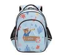 Mnsruu Captain Little Bear Pattern Backpack For Girls Kindergarten Elementary Bookbag Lightweight Childrens School Bag,Medium