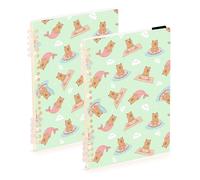 Mnsruu Capybara Donut Spiral Notebook Journals 2 Pack, Hardcover Lined Journal for Women, A5 College Ruled Notebooks for Journaling Writing Work Office School 5.7x8.3 Inch