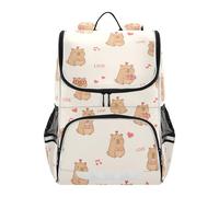 Mnsruu Capybara Love Pattern Kids Backpack Rucksack Bag for School Girls & Boys, Cute School Bag for Kids, Kids Bookbag for Elementary with Reflective Strip