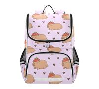 Mnsruu Capybara Strawberry Hat Pattern Kids Backpack Rucksack Bag for School Girls & Boys, Cute School Bag for Kids, Kids Bookbag for Elementary with Reflective Strip