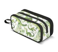 Mnsruu Cartoon Crocodiles Pattern Pencil Case Large Capacity Pencil Pouch with 3 Compartments Stationery Case Pen Bag for Boys Girls Kids Adults School Office