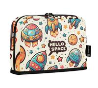 Mnsruu Cartoon Spaceship Cute Spaceship with The Word Standing Pencil Case, Large Capacity Pen Bag for Boys Girls Multi-Layer Pen Pouch Pencil Holder Stationery Organizer for School Office Work