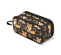 Mnsruu Cartoon Tiger Animal Black Pencil Case Large Capacity Pen Bag 3 Compartment Pencil Pouch Stationery for Office College School Teen Student Girl Boy