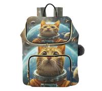 Mnsruu Cat Astronauts Space Planet Backpack for Women Travel Anti Theft Rucksack Large Casual Daypacks Quilted Laptop Purse Ladies Fashion Handbag