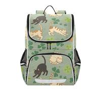 Mnsruu Cat Clover Pattern Kids Backpack Rucksack Bag for School Girls & Boys, Cute School Bag for Kids, Kids Bookbag for Elementary with Reflective Strip