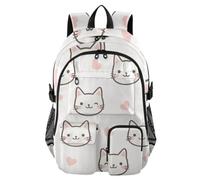 Mnsruu Cat Love Pattern School Backpack with Laptop Compartment, Big School Bag for Teenager Girls Boys, 17.5 Travel Rucksack Backpack for School Casual Daypacks College Work