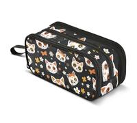 Mnsruu Cat Sugar Skulls Flowers Pencil Case Large Capacity Pencil Pouch with 3 Compartments Stationery Case Pen Bag for Boys Girls Kids Adults School Office
