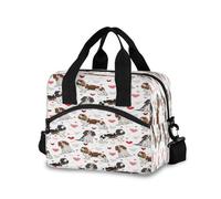 Mnsruu Cavalier King Charles Spaniel Dog Valentine's Day Heart Lunch Bags for Women,Thermal Insulated Lunch Box Cooler Bag for Working Picnic