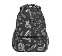 Mnsruu Chalk Drawn Sketches Numbers Scribbles Backpack Rucksack School Bag for Girls Boys Kids Student Boogbag Laptop Travel Daypack