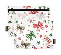 Mnsruu Checkered Bow Stars Pencil Pouch for 3-Ring Binder Clear Pencil Case