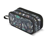 Mnsruu Chemical Laboratory Formula Green Pencil Case Big Capacity Pen Bag Pouch Holder 3 Compartments Large Pencil Box for Boys Girls School Storage Organizer