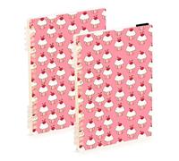 Mnsruu Cherry Cupcake Spiral Notebook Journals 2 Pack, Hardcover Lined Journal for Women, A5 College Ruled Notebooks for Journaling Writing Work Office School 5.7x8.3 Inch