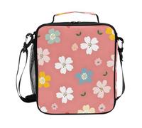 Mnsruu Cherry Flowers Pink Lunch Bags Kids Insulated Lunch Box for Boys Girls Children's School Thermal Cooler Bag Meal Tote