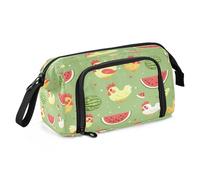 Mnsruu Chicken Eat Watermelon Pencil Case Large Capacity Pencil Pouch Stationery Bag for Office School