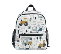 Mnsruu Childish Truck Construction Car Doodle Toddler Backpack for Boys Kids Backpack Preschool Kindergarten Bookbag Girls Rucksack School Bag 12 Inch