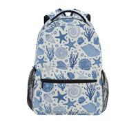 Mnsruu Children's School Backpack Beach Coastal Hand-drawn Seaside Elementary Kids Bookbag Rucksack