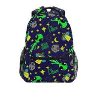 Mnsruu Children's School Backpack Bright Alien Space Pattern Lightweight Elementary Kids Bookbag Casual Rucksack