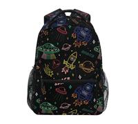 Mnsruu Children's School Backpack Colorful Ufo Aliens Spaceship Lightweight Elementary Kids Bookbag Casual Rucksack