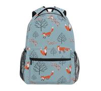 Mnsruu Children's School Backpack Foxes Woodland Trees Red Berries Lightweight Elementary Kids Bookbag Casual Rucksack