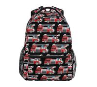Mnsruu Children's School Backpack Red Fire Rescue Truck Lightweight Elementary Kids Bookbag Casual Rucksack