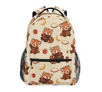 Mnsruu Children's School Backpack Red Panda Banana Pattern Elementary Kids Bookbag Rucksack