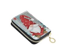 Mnsruu Christmas Gnome Wood Small Compact Card Case with 11 Slots for Credit Cards, Cash & Coins, RFID Blocking Wallet for Travel & Everyday Use