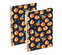 Mnsruu Christmas Guinea Pig Spiral Notebook Journals 2 Pack, Hardcover Lined Journal for Women, A5 College Ruled Notebooks for Journaling Writing Work Office School 5.7x8.3 Inch